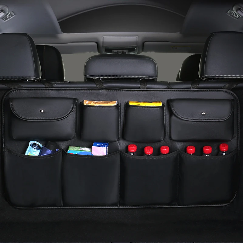 2021 New PU leather Car Rear Seat Back Storage Bag Multi-use Car Trunk Organizer Auto Stowing Tidying Auto Interior Accessories