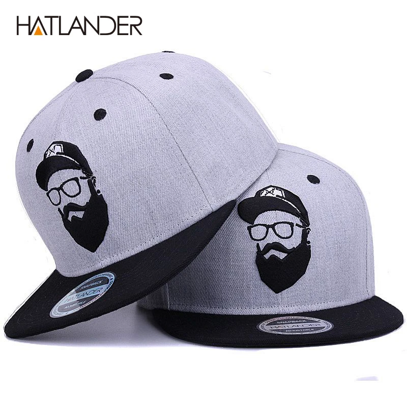 [HATLANDER]Original grey cool hip hop cap men women hats vintage embroidery character baseball caps gorras planas bone snapback