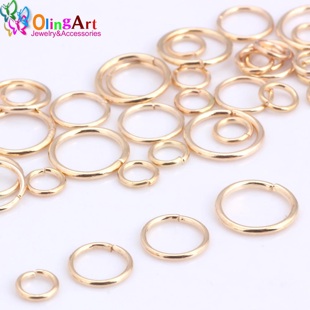 OlingArt KC gold Jump Ring 6mm/9mm/10mm/12mm link loop Mixed size DIY Jewelry making Connector Wire diameter 1.0MM