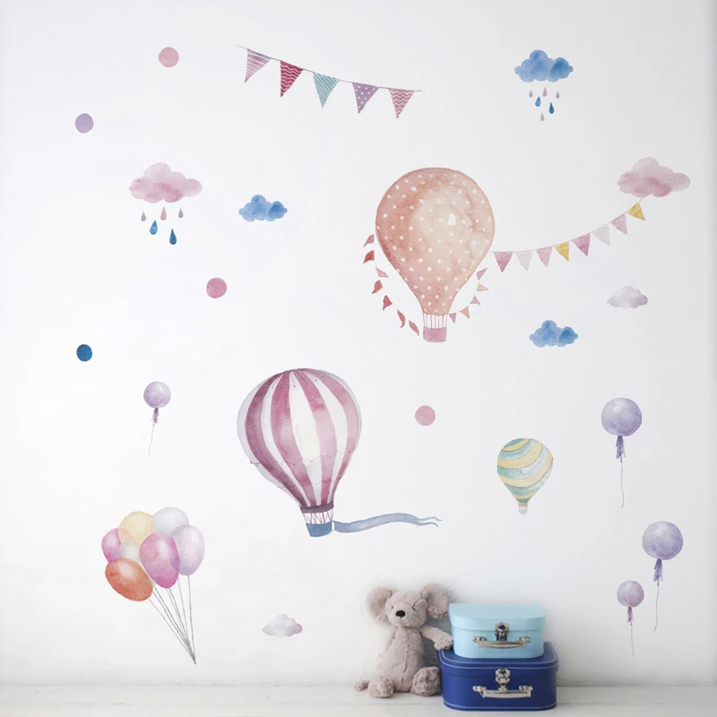 Cartoon balloon hot air balloon Wall Sticker for baby rooms decorations home wallpaper nursery Mural kids room stickers