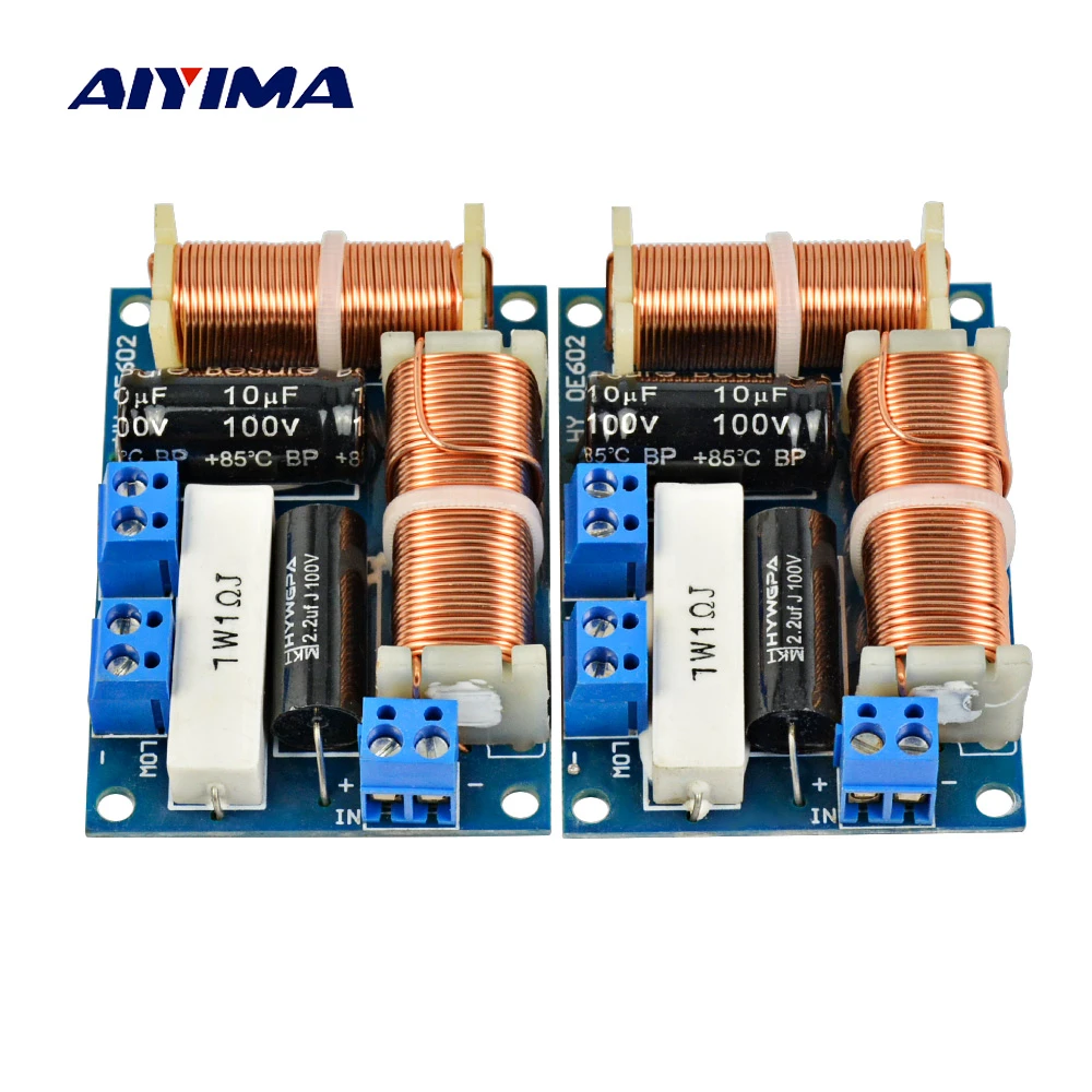 AIYIMA 2Pcs Speaker 2 Way Audio Frequency Divider Treble Bass 2 Unit Crossover Filters 80W Bookshelf HIFI Speaker Divider