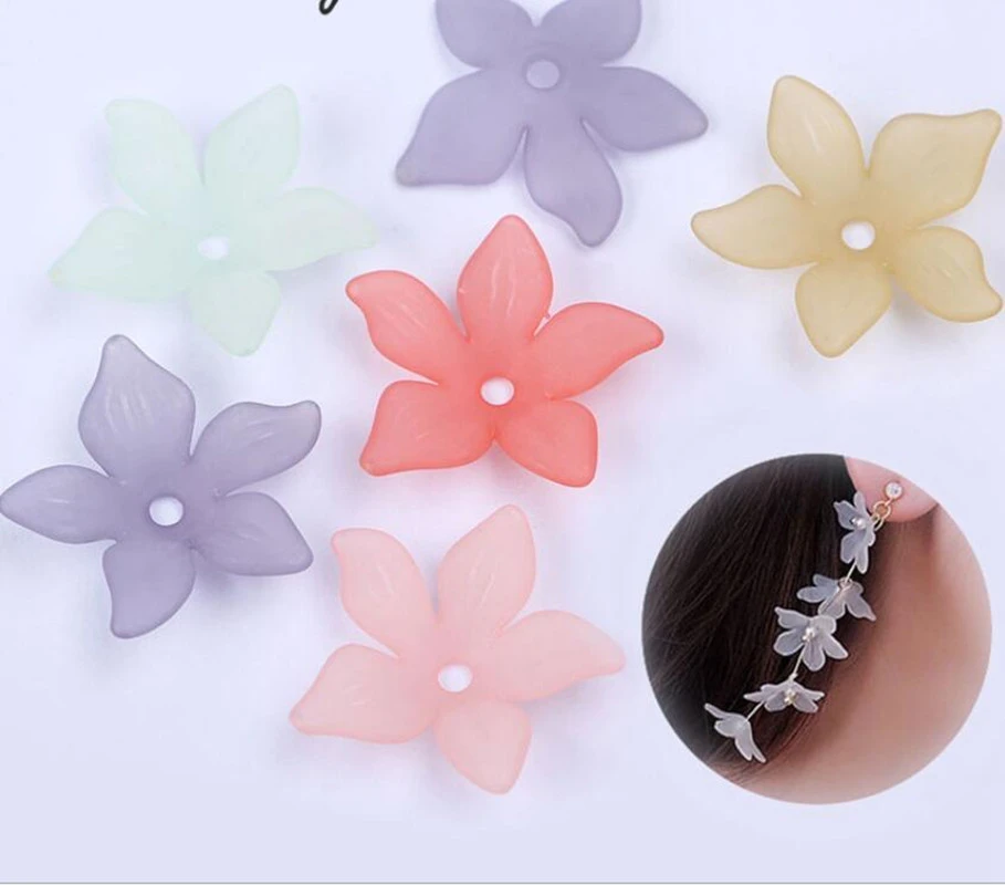 Fashion Acrylic Flower Loose Headdress DIY Plastic Beads For Jewelry Making Mix Color 22mm 100Pcs y1011