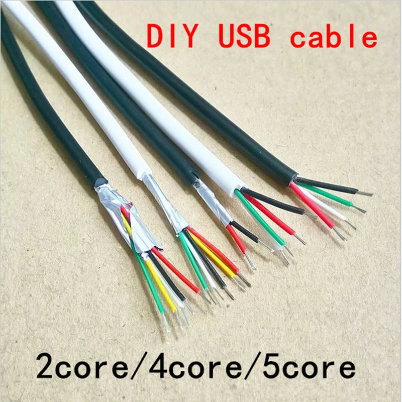 5m/10m/15/20m DIY UL2464 28 AWG 5 core cable for USB Mouse Keyboard data cable 4 conductor no shield outer diameter