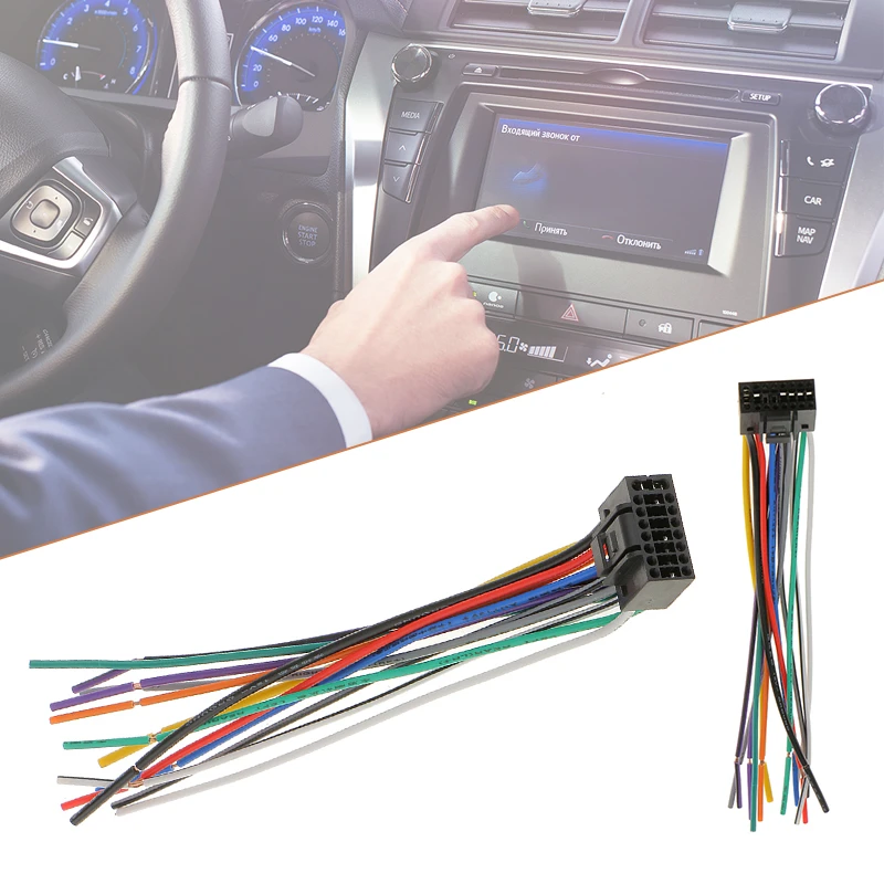 16cm Car Radio Stereo Wire Harness Plug Cable With 16 Pin Connector For Kenwood Meets EIA Color Codes Car Accessories