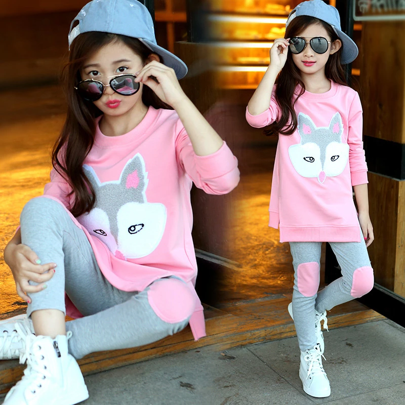 Autumn Children Clothing Cartoon Girls Sets Long Sleeve Tracksuit For 3- 13 Years old Girls Clothes Sport Suit Kids Clothes Sets