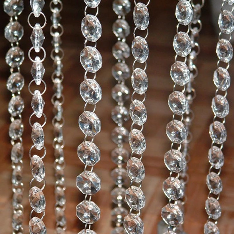 ( 10 Meters ) 33FT /lot (340g) 14mm Clear Acrylic Crystal Beaded Garlands Chandelier Hanging For Wedding Party Decoration