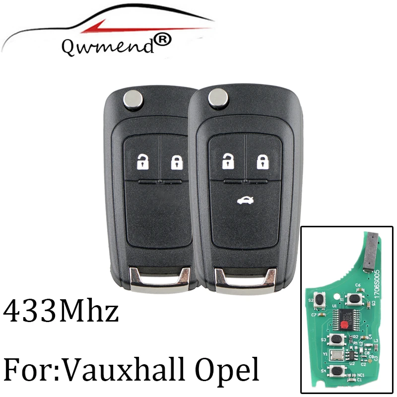 2Buttons 433Mhz Remote Key For Opel Vauxhall Astra J Corsa E Insignia Zafira C 2009-2015 Transponder Chip ID46 Original Key