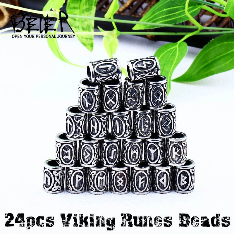 Beier 316L stainless steel 1pcs Viking Runes Beads DIY Accessory Charms Beads Findings for Bracelets for Pendant Necklace LP001