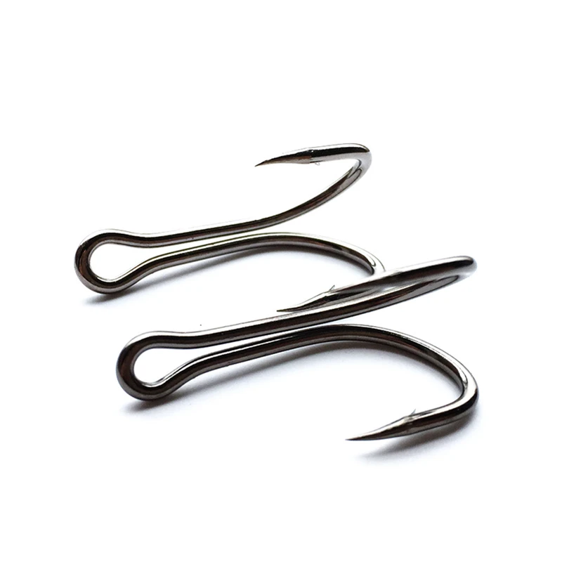 50pcs or 20pcs Carbon Steel Fishing Double Hook 8# To 1# Baitholder  Jig Head Crank Barbed Hook for Soft Worm Bass Carp Fishhook