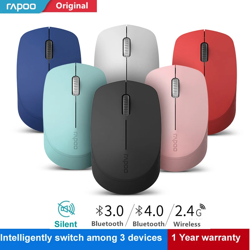 New Rapoo Silent Wireless Optical Mouse with Bluetooth 3.0/4.0 RF 2.4G Mute Mini Noiseless Mice for Windows PC Laptop Computer