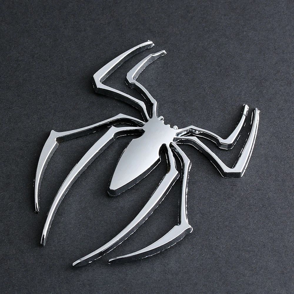 3D Hot New Car Stickers Metal Silver/Gold Spider Shape Chrome Badge Auto Emblem Decal