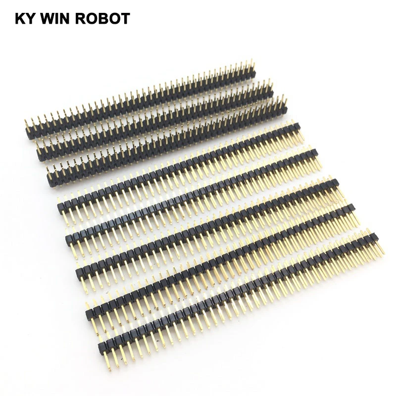 10Pcs 2.54mm 2x40 Pin 80 Pin Gold Plated Pitch Male Double Row Pin Header Strip Straight Needle Connector