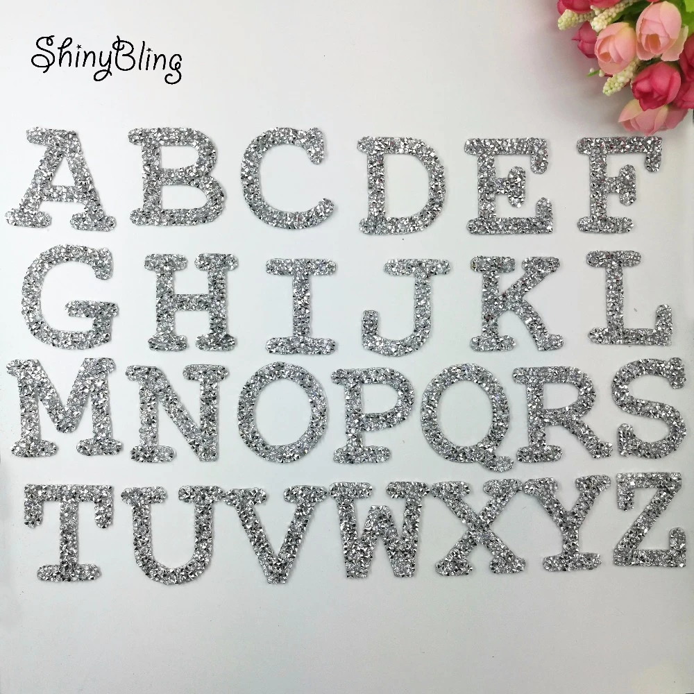 A-Z 1PC Rhinestone English Alphabet Letter Mixed Embroidered Iron On Patch For Clothing Badge Paste For Clothes Bag Pant shoes