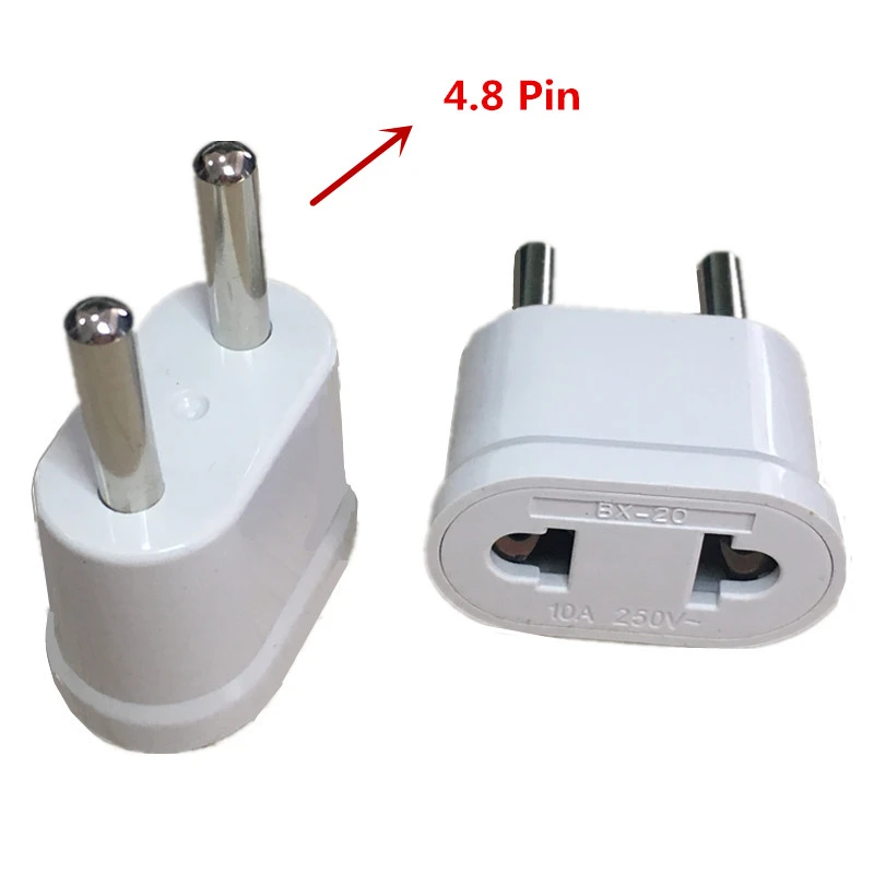 1pc US To EU Plug Power Adapter White Travel Power Plug Adapter Converter Wall Charger