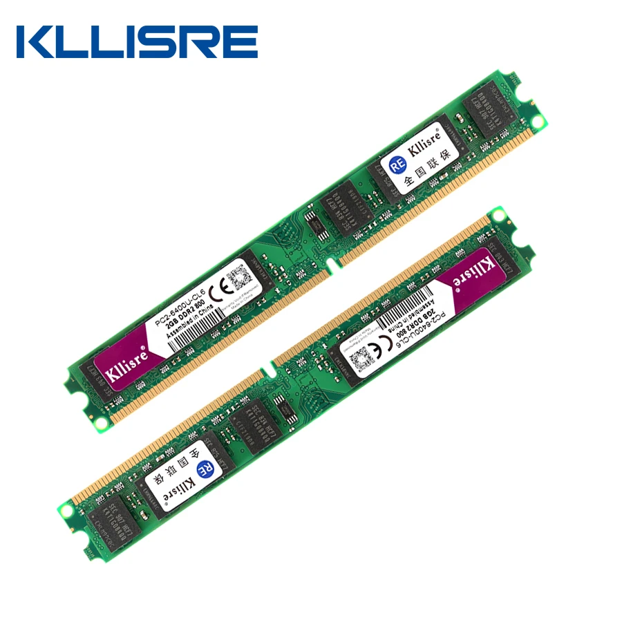 Kllisre DDR2 (2pcsX2GB) Ram 2GB 800MHz PC2-6400U 1.8V CL6 240Pin non-ECC Desktop Memory Dimm New