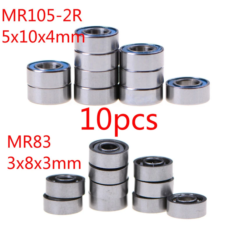10PCS MR105-2RS/MR83 Miniature Ball Bearings Rubber Sealed Ball Bearing 5x10x4 mm/3x8x3mm