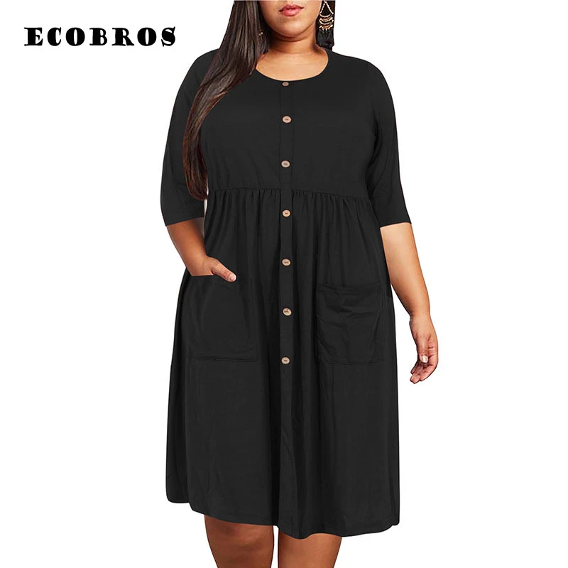 Big size 9XL dress for Fat MM 2020 Women Summer Dress Loose pocket design solid plus size dresses women clothing dress vestidos