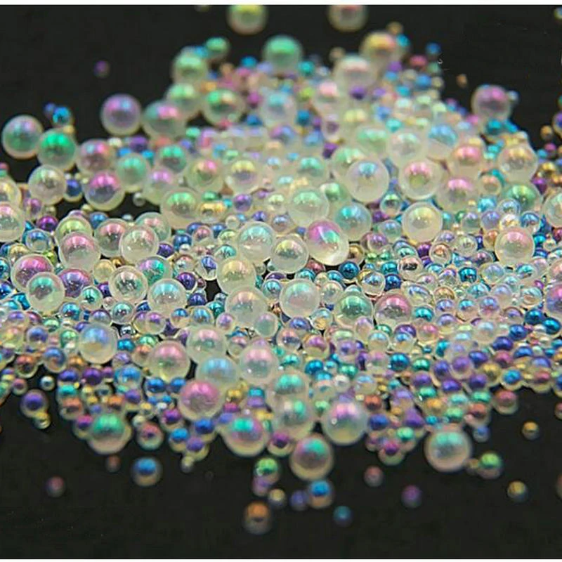 30g 1.5-4mm Mixed Bubble Beads Tiny Decorations for DIY Resin Craft White Transparent Symphony Multicolored Nail Art Accessories