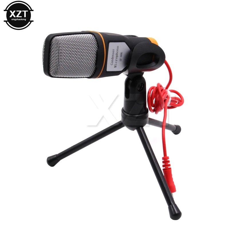 1PCS Wired Professional Stereo Condenser Computer SF-666 Microphone 3.5mm Audio With Holder Stand Clip For PC Karaoke hot sale