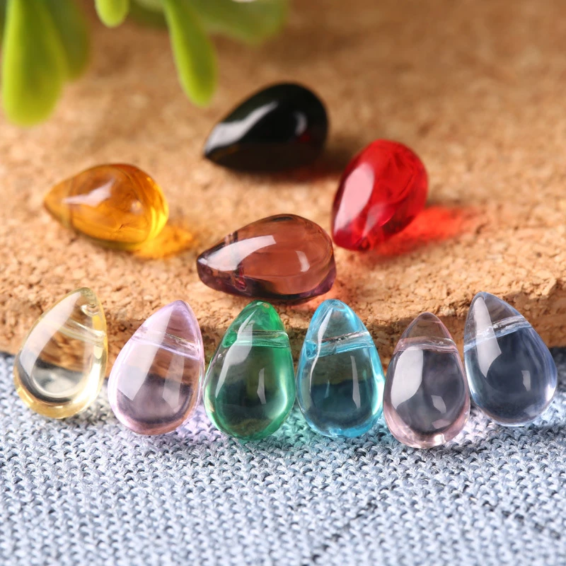 30pcs/lot 6*9mm Waterdrop Glass Beads Multicolors Tear Drop Shape Glass Charm Pendant Beads for DIY Necklace Jewelry Accessories