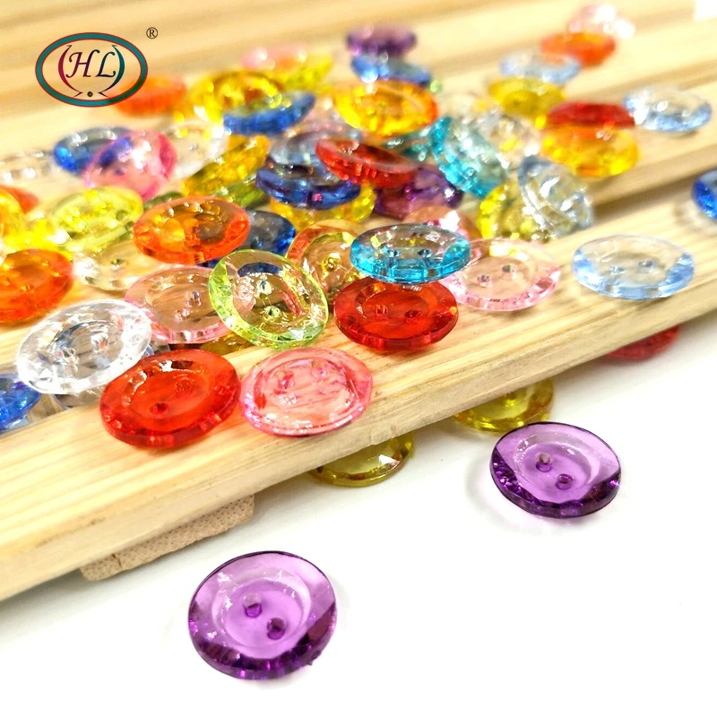 HL 13MM 50/100PCS/lot  Mix Colors 2 Holes Acrylic Buttons Apparel Sewing Accessories DIY Scrapbooking