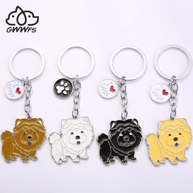 NEW Cute Chow Chow Dog keyring Animal Keychain For Bag Car Women Men Girls Boys Love Jewelry Christmas gifts Bag Charm Keyring