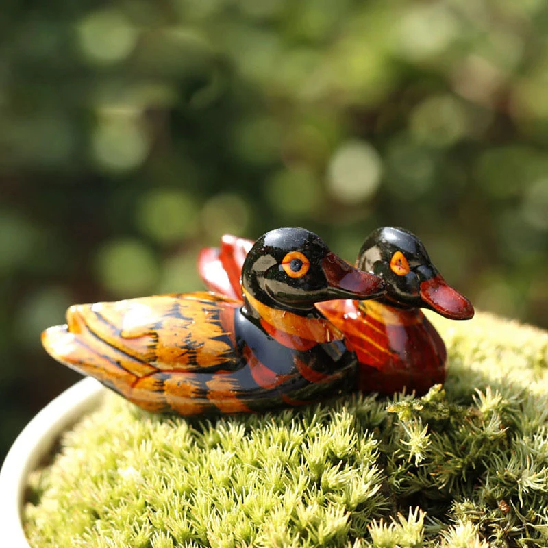 Wood Mandarin Duck Animal Miniature Fairy Garden Home Houses Decoration Mini Craft Micro Landscaping Decor DIY Accessories