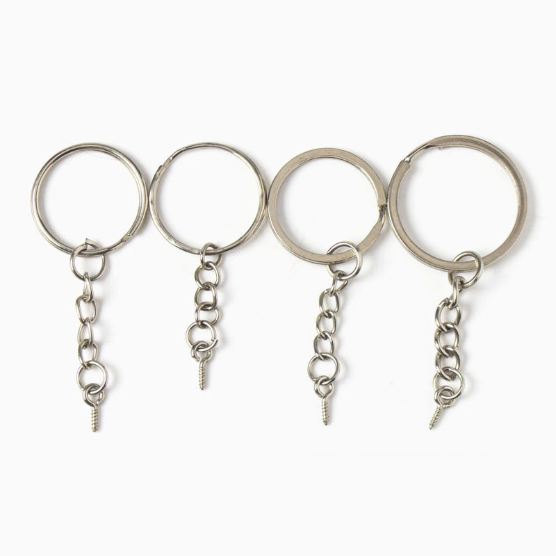 1 Pack/lot 25mm 30mm Length Key Chains Key Ring Silver Color Round Split Keyrings Keychain for Bags Jewelry Making Materrials