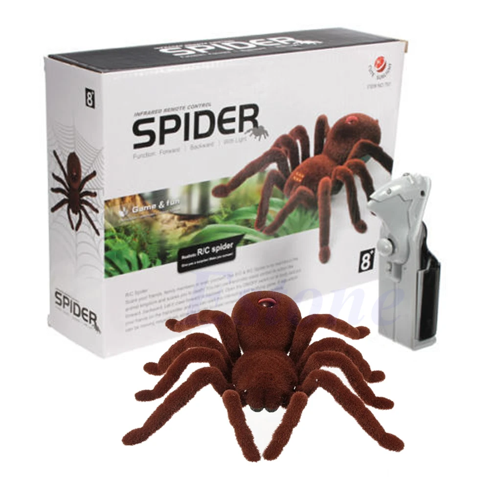 Kid Gift Remote Control Scary Creepy Soft Plush Spider Infrared RC Toy 95AE