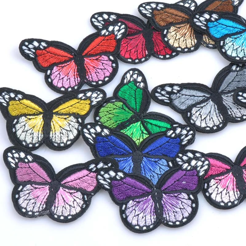 Mix Iron On Patches For Clothing Multicolor Butterfly Embroidery Patch Appliques Badge Stickers For Clothes MZ421