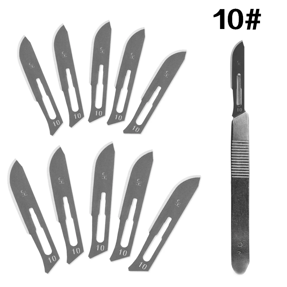 1Pcs Scalpel Knife with 10Pcs Sculpting Blades 10# 11# 12# 15# Animal Surgical Knife Wood Carving Pen PCB Carving Knife