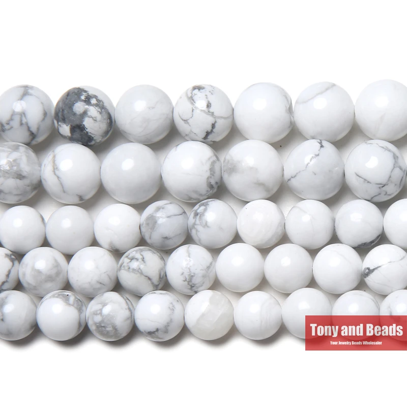 Natural Stone White Howlite Turquoise Round Loose Beads 15