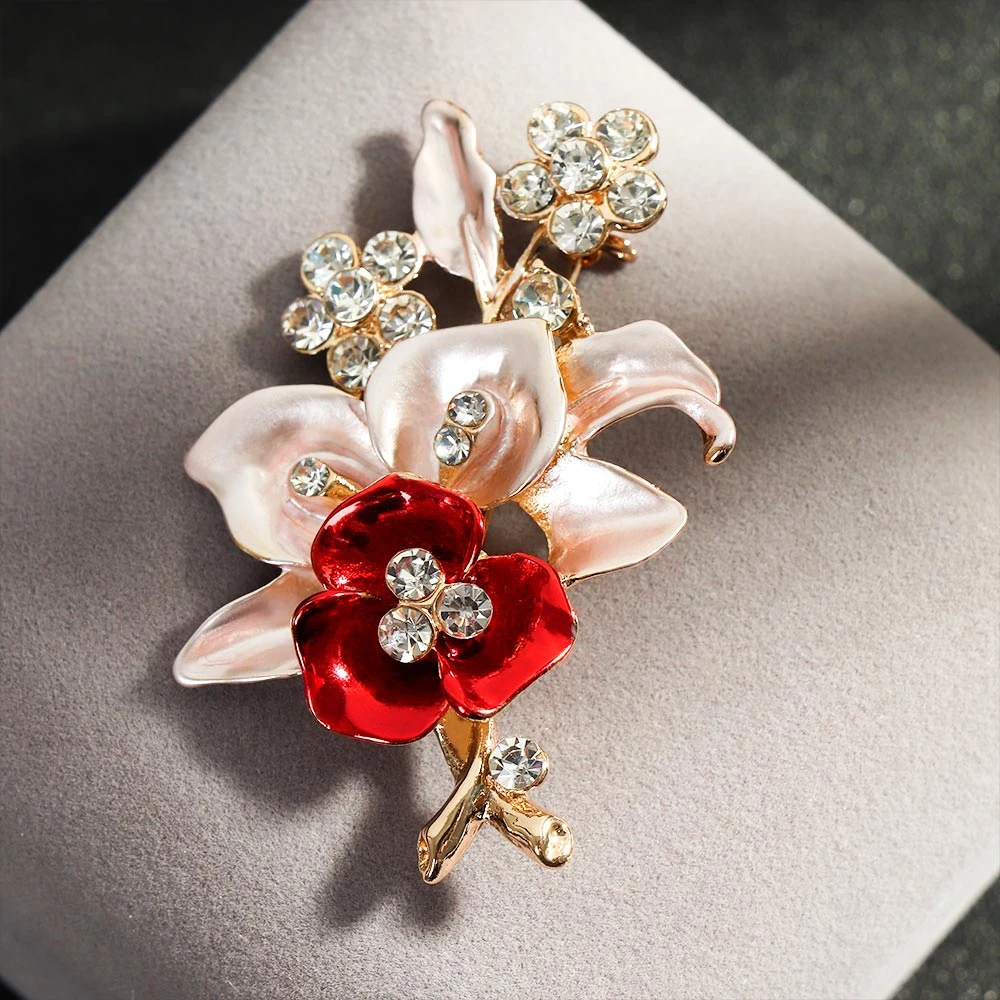 Crystal Flower Brooch Lapel Pin Rhinestone Jewelry Women Wedding Pins Large Brooches For Women broche Clothes Accessories