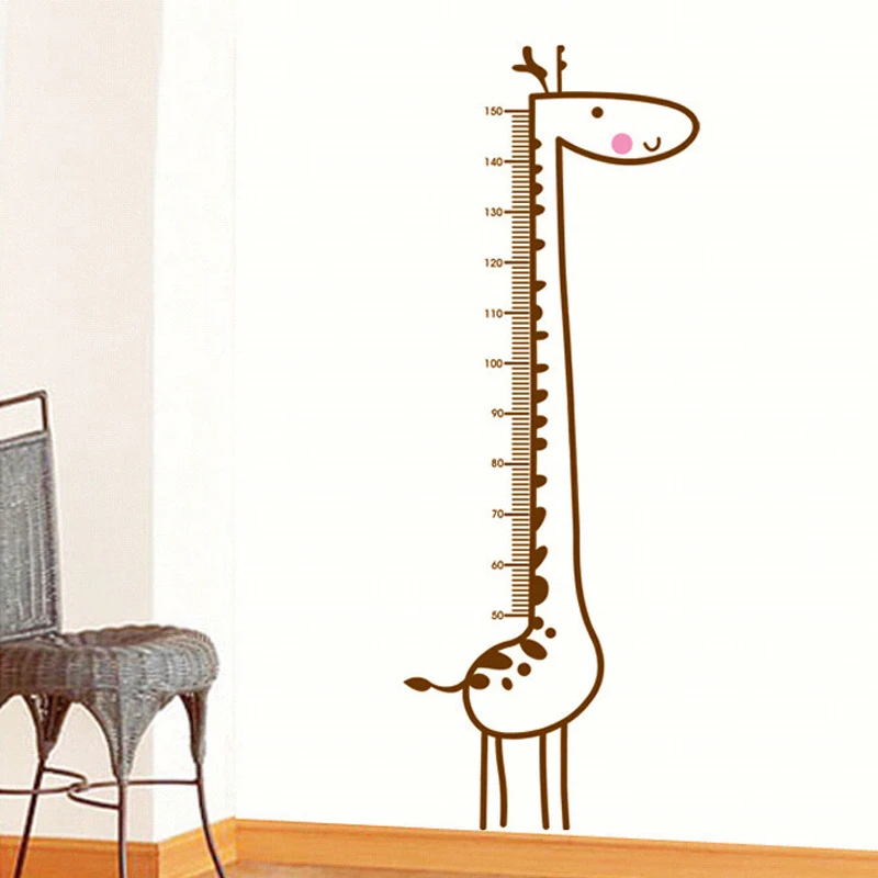 Cartoon Giraffe Height Measure Wall Sticker backdrop For Kids Rooms Height Chart Ruler Home Decoration Decals Wall Art Stickers