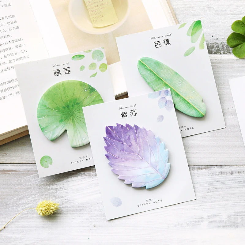 Various Leaves Collection Self-Adhesive N Times Memo Pad Sticky Notes Bookmark Stationery Office School supplies