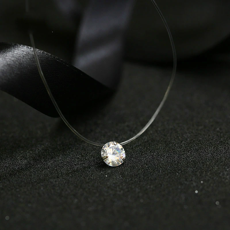 2019 Female New Heart Star Necklace Meteorite Pendant Transparent Fishing Line Invisible Women Zircon Pendants Necklace Jewelry