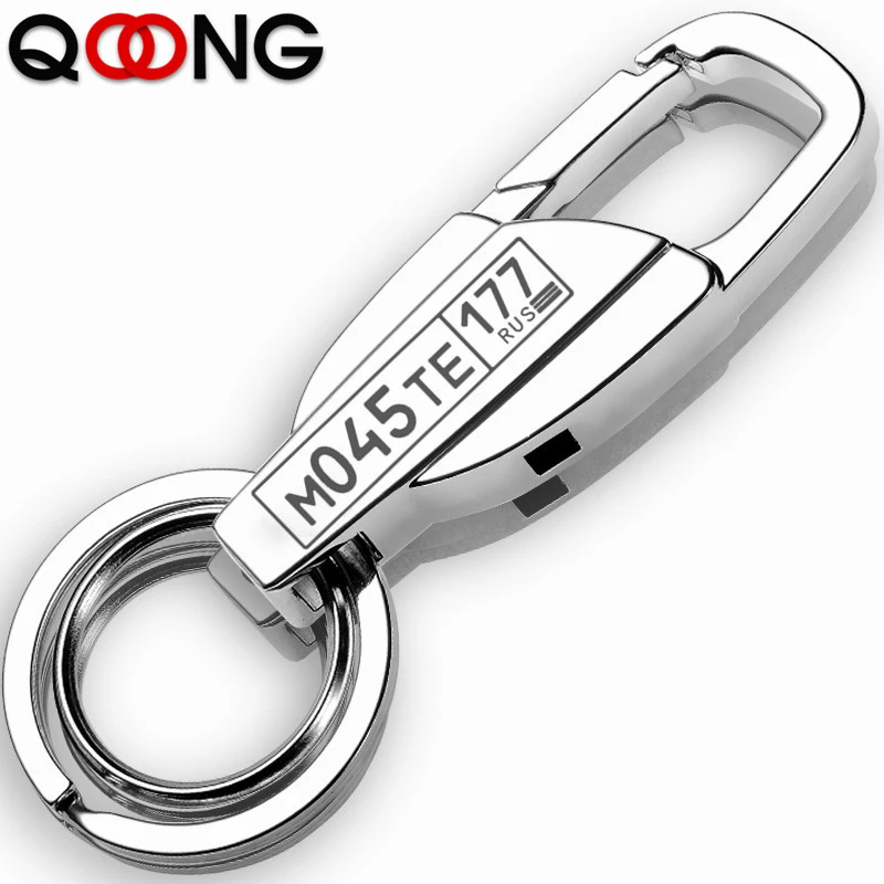 QOONG 2021 New Brand Metal Luxury Men Key Chain Keychain for Men Novelty Trinket Zinc Alloy Key Holder Ring Custom Lettering Y09