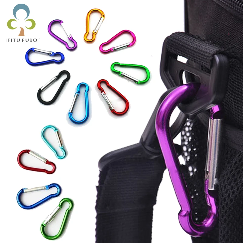 10Pcs/set Colorful Aluminum Spring Carabiner Snap Hook Hanger Keychain Travel Kit for Camping Hiking #4 #5 #6 GYH