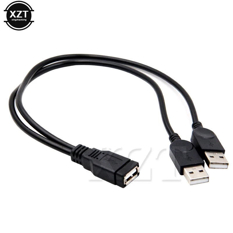 USB 2.0 A Male to USB Female 2 Double Dual  Power Supply USB Female Splitter Extension Cable HUB Charge for Printers