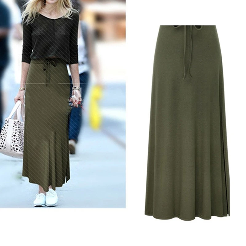 Bigsweety High Quality Women Pleated Long Skirt Fashion Slit Belted Maxi Skirt Autumn Winter High Waist Vintage A-Line Skirts