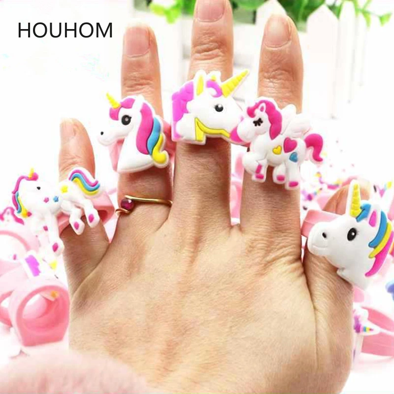 10pcs Rainbow Unicorn Party Unicornio Rubber Ring Birthday Party Decorations Kids Baby Shower Decorations Wedding Decorations