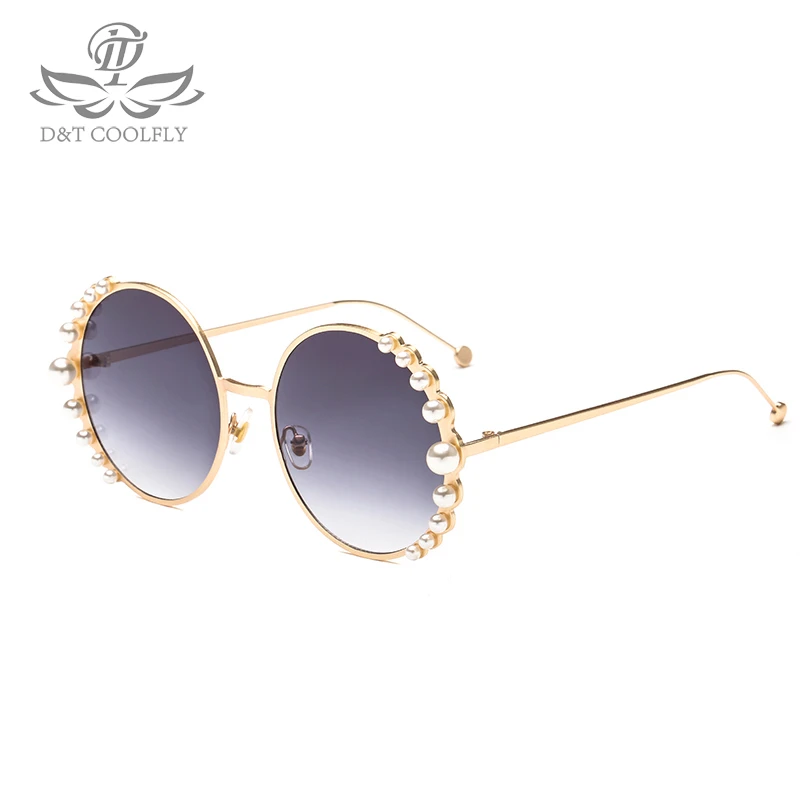 2020 New Luxury Pearl Sunglasses Women Fashion Metal Frame Round Sunglasses Brand Designer Mirror Pearl Sun Glasses UV400