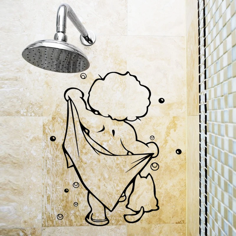Cartoon Cute Kids Bathing Wall Stickers Glass Door Window Waterproof Decor Art Mural Baby Shower Bathroom Vinyl Sticker Decals