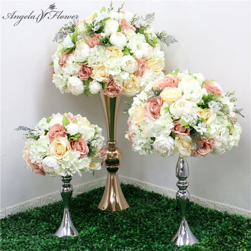New 35/45/50CM Silk Rose Hydrangea Peonies Artificial Flower Ball Centerpieces Party Wedding Background Decor Table Flower Ball