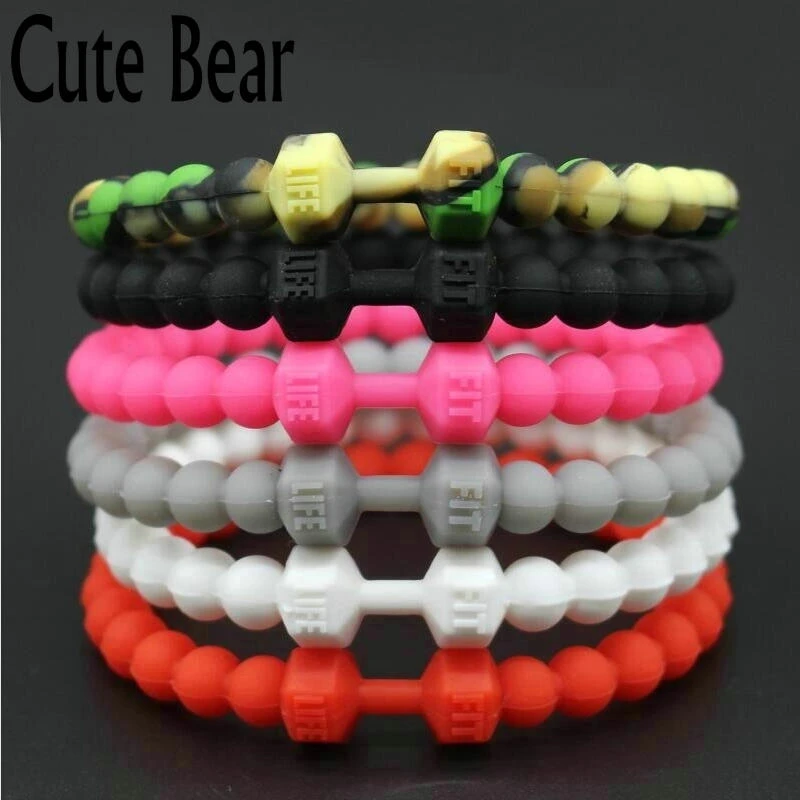 Cute Bear Silicone Bracelets & Bangles Fashion Fitness Sports Machine Injection Molding Dumbbell Bracelet For Women Men Jewelry