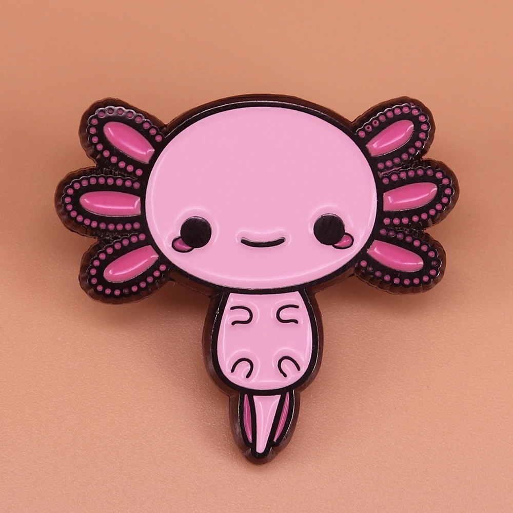 Axolotl enamel pin hexagon fish brooch pink amphibian axolotl badge marine animal jewelry cute pins women girlfriend gift