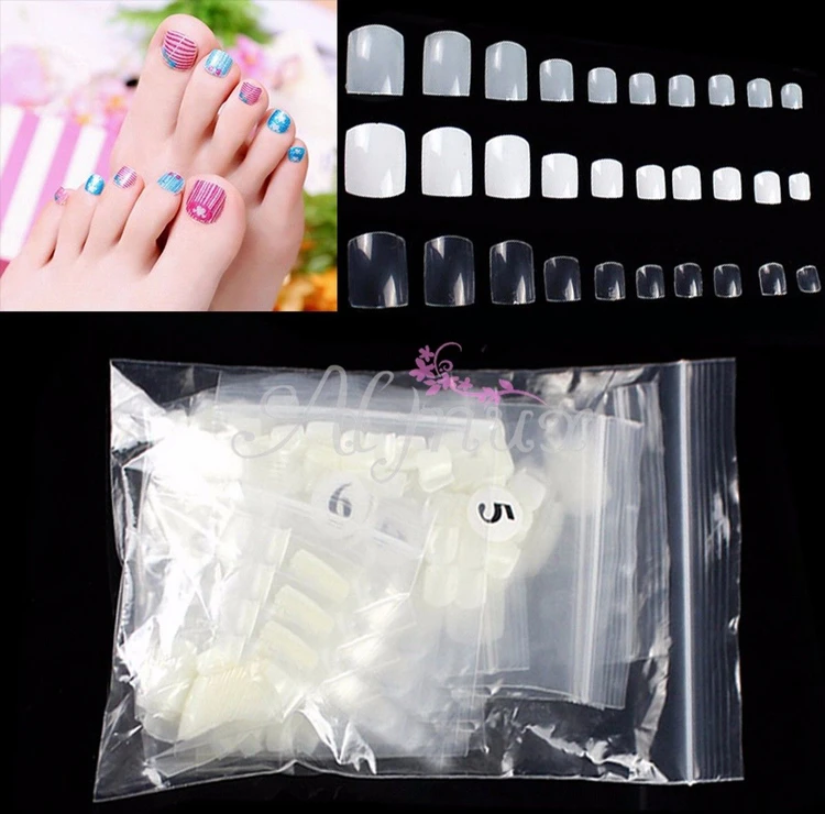 500 Pcs Natural Acrylic False Fake Artificial Toe Nails Tips For Nail Art Decor