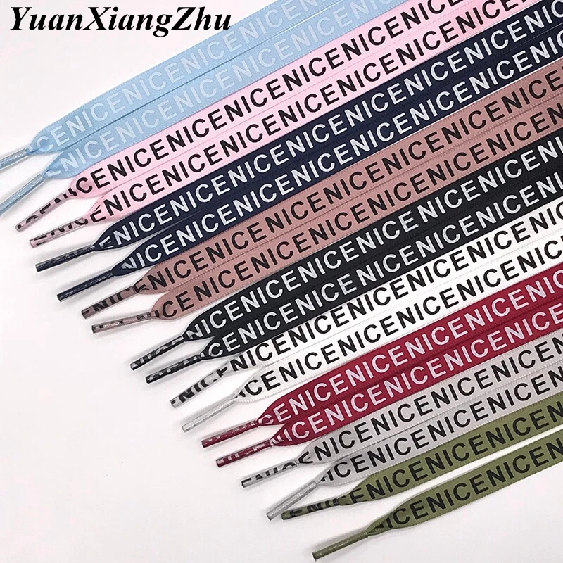 1 Pair New Letter Printed Laces 1CM Width 80CM/100CM/120CM/140CM/160CM Length Canvas Sneakers shoelaces ZM1