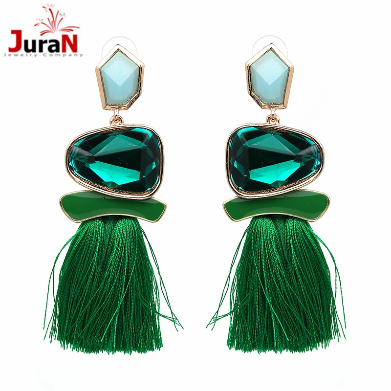 JURAN 2019 New Fringed Statement Earrings Wedding Tassel Multicolored Hot Fashion STUD Earrings Jewelry Women Brinco Christmas