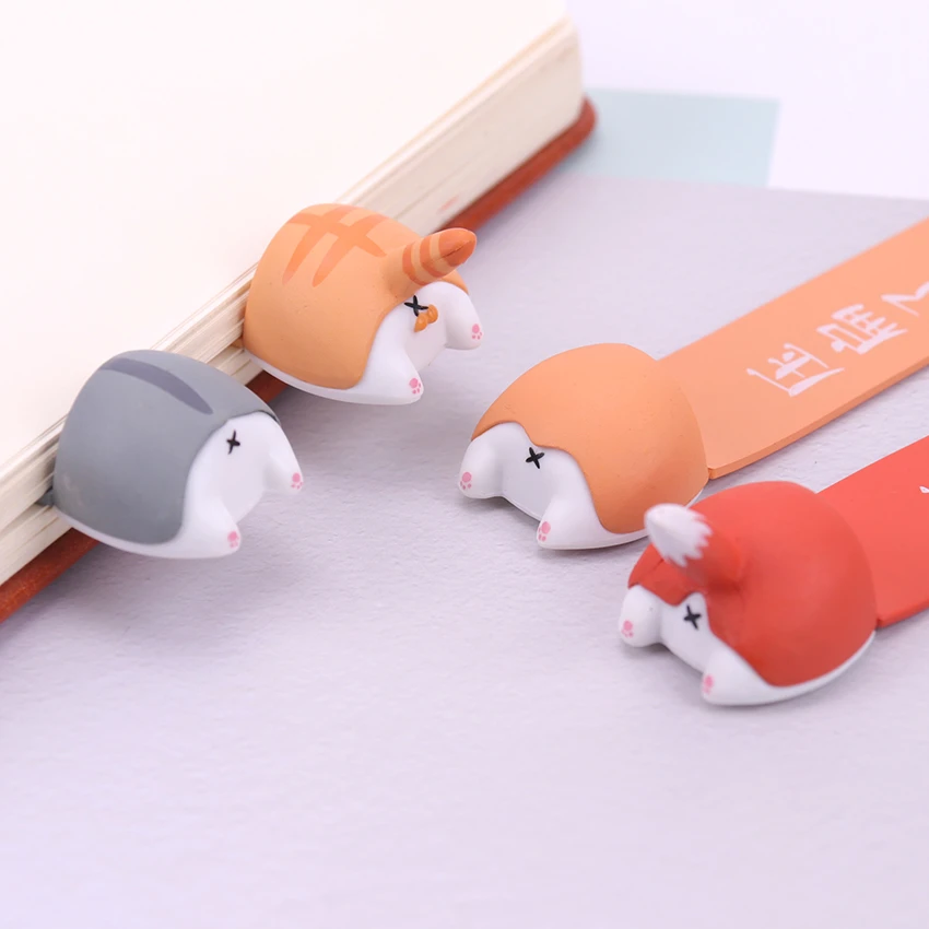 PVC Cute Kawaii Dog Cat Hamster Fox Ass Bookmark for Book Markers Creative Items Lovely Korean Stationery Gift